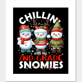 Chillin' With My 2nd Grade Snowmies Teacher Christmas Gift Posters and Art